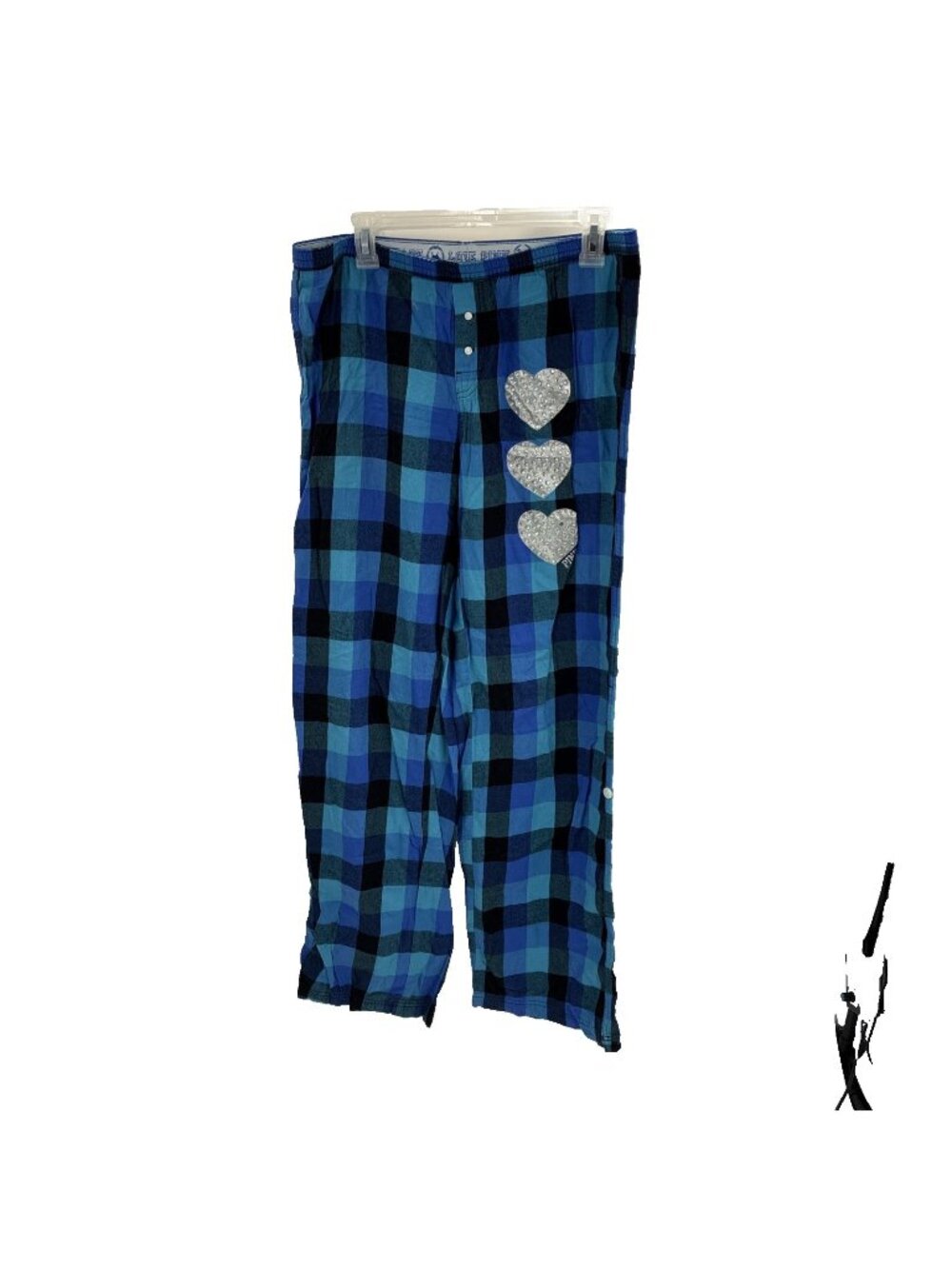 Victoria's Secret PINK Womens Pajama Pants Plaid Studded Hearts Y2K M